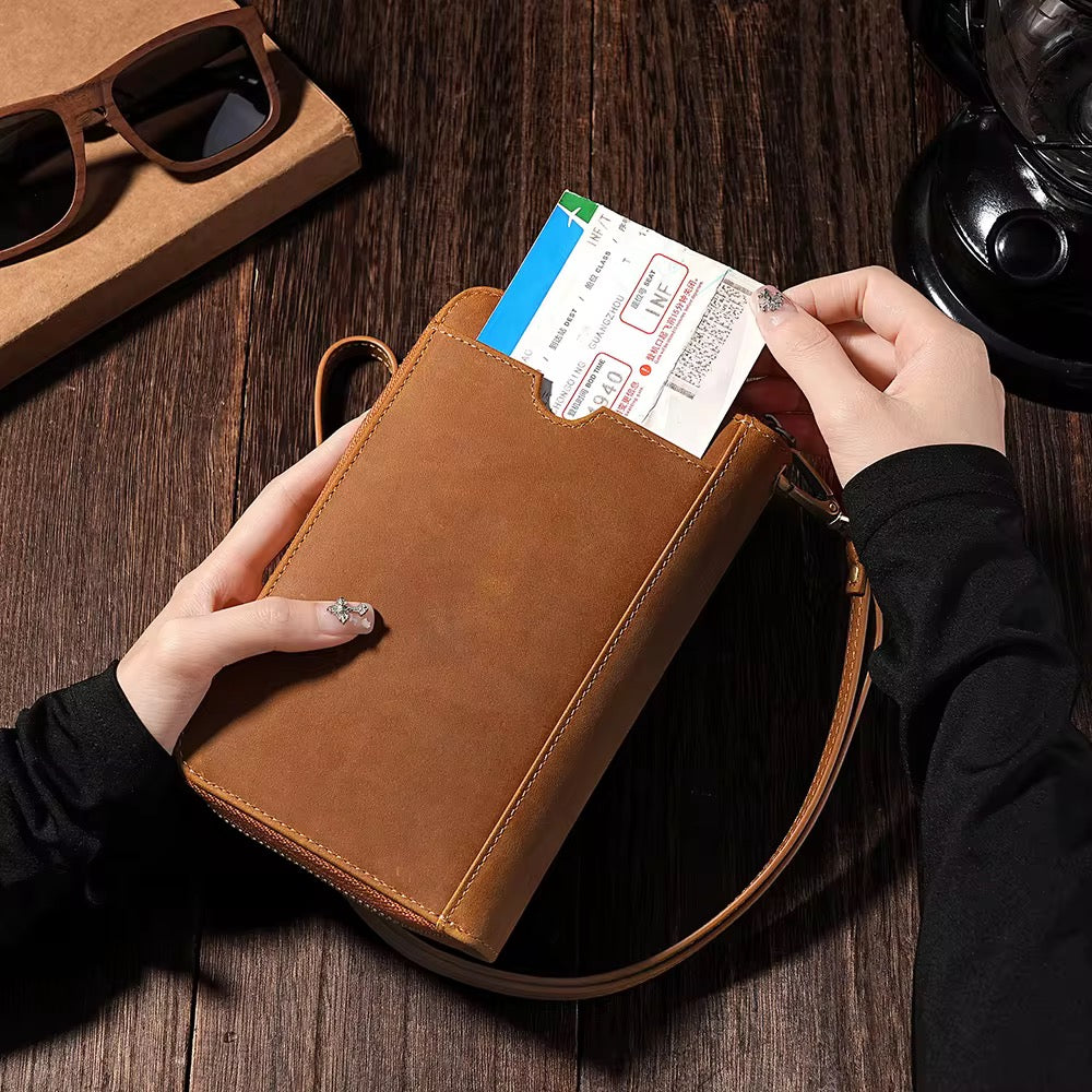 Portefeuille Zippé de Luxe en Cuir Véritable avec Emplacement AirTag – Élégant, Sécurisé et Multifonction