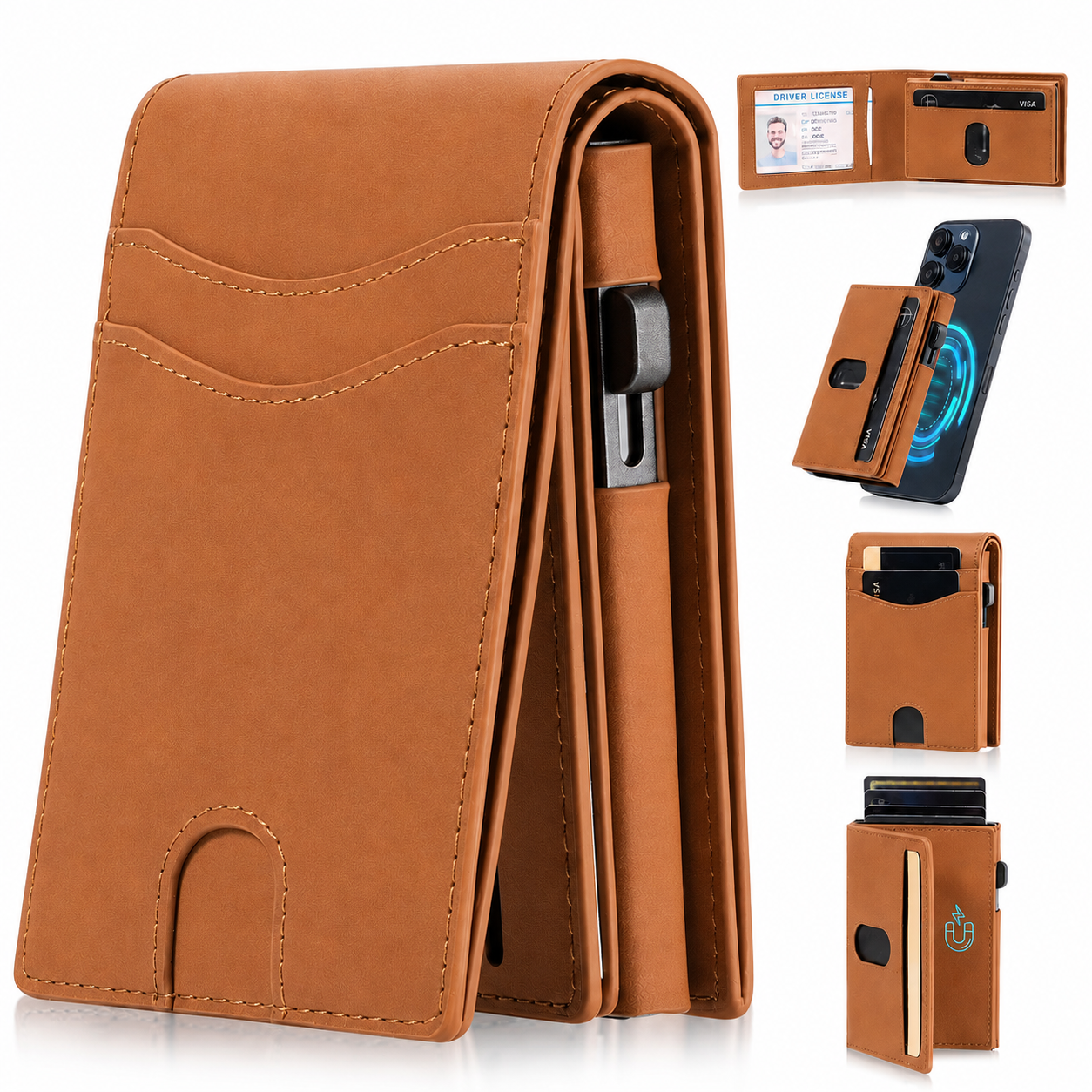 Portefeuille RFID Magnétique 2-en-1 Premium | Porte-Cartes Amovible et Sécurisé