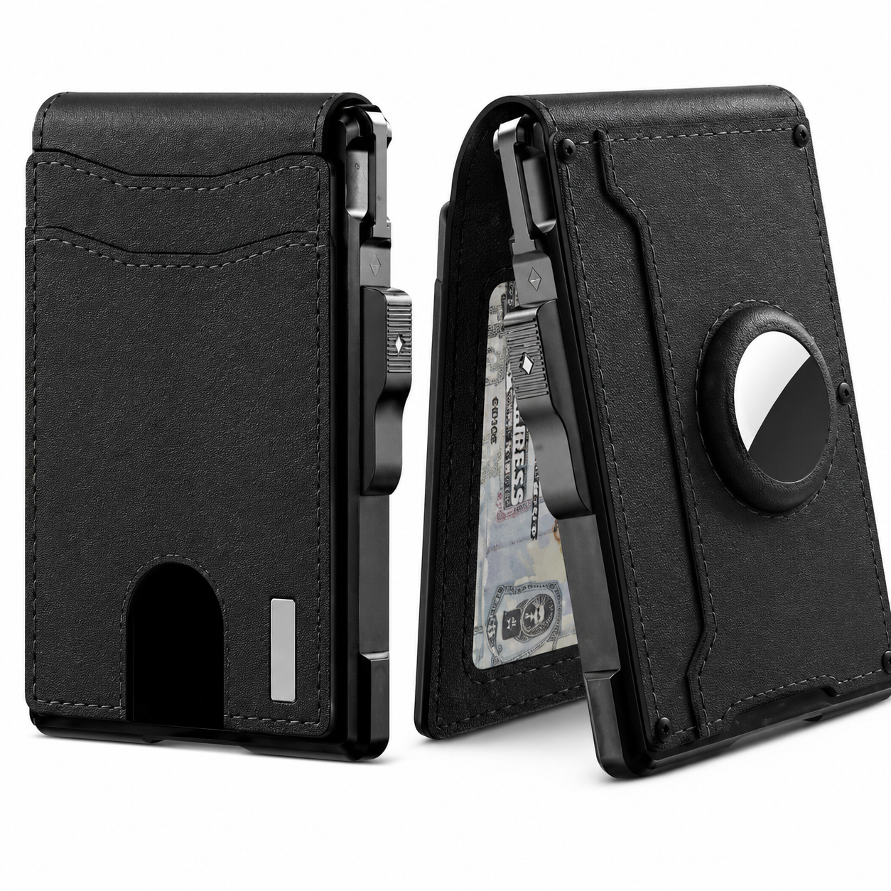 Portefeuille RFID en Cuir Premium avec Éjection Cartes & Support AirTag