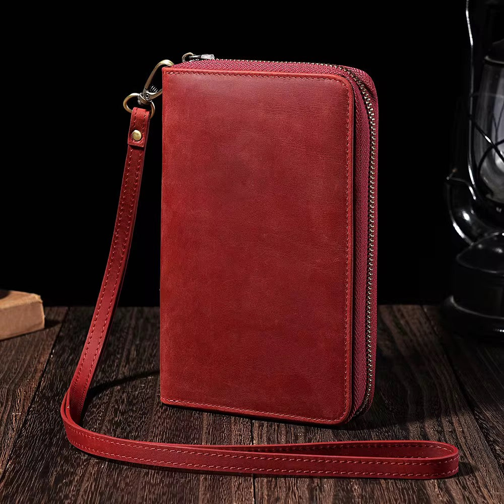 Portefeuille Zippé de Luxe en Cuir Véritable avec Emplacement AirTag – Élégant, Sécurisé et Multifonction